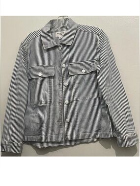 Frame Engineer Stripe  Shirt Jacket Blue White Side split Size XS
